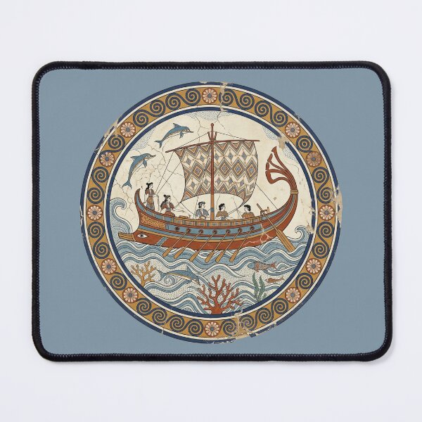 Item preview, The Akrotiri Regatta: Minoan Bronze Age Maritime Fresco Plate Art designed and sold by FreiherrPK.