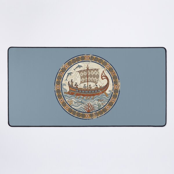 Item preview, The Akrotiri Regatta: Minoan Bronze Age Maritime Fresco Plate Art designed and sold by FreiherrPK.