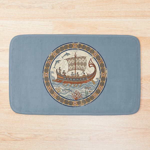 Item preview, The Akrotiri Regatta: Minoan Bronze Age Maritime Fresco Plate Art designed and sold by FreiherrPK.