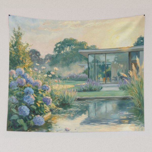 Item preview, Modern Glass House Garden – Claude Monet Inspired Impressionist Botanical Landscape Painting designed and sold by Tamas Das.