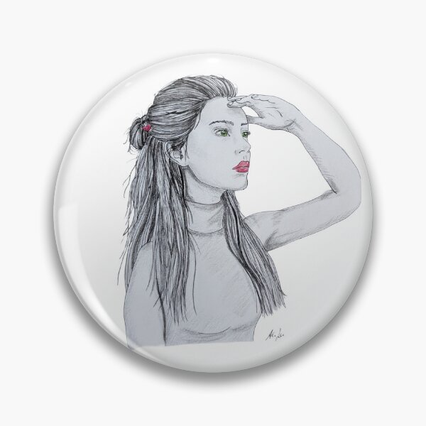 Item preview, Looking ahead - Hand-drawn portrait of a woman with color accents designed and sold by alilu-art .