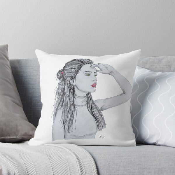 Item preview, Looking ahead - Hand-drawn portrait of a woman with color accents designed and sold by alilu-art .
