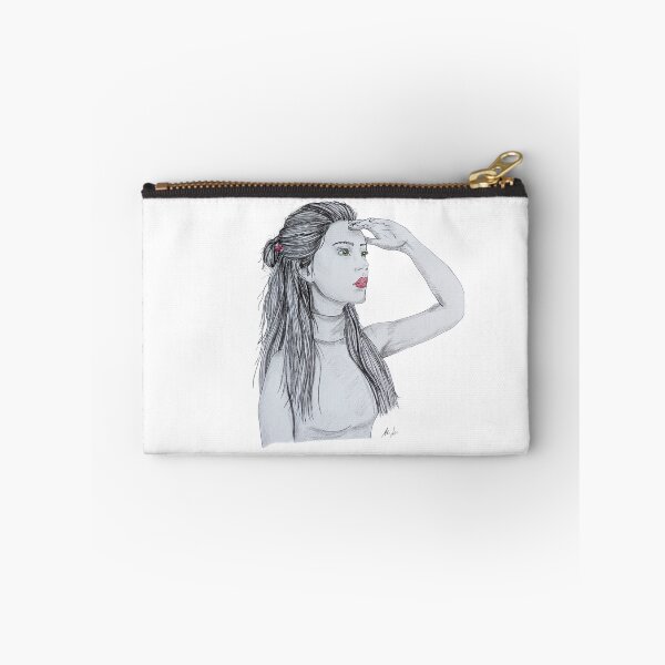 Item preview, Looking ahead - Hand-drawn portrait of a woman with color accents designed and sold by alilu-art .