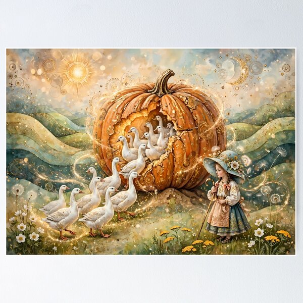Item preview, Cottagecore Girl and Her Geese designed and sold by m-y-A-I-A-R-T-.