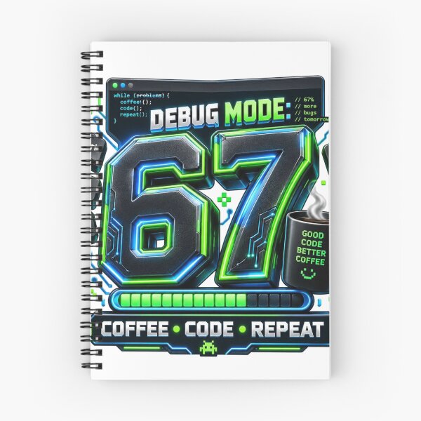 Item preview, Debug Mode 67 Coffee Code Repeat designed and sold by RØNI AI.