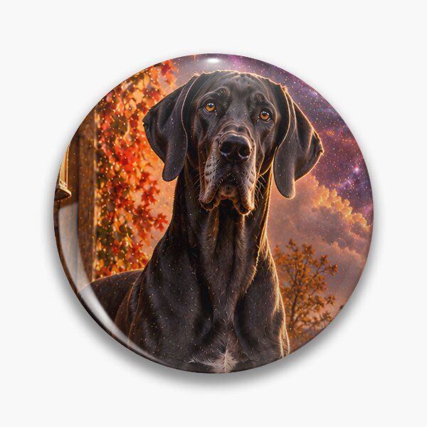 Item preview, Three-legged Great Dane on a pumpkin meadow in galaxy space designed and sold by knuppify.