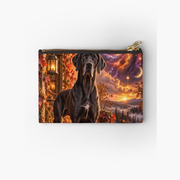 Item preview, Three-legged Great Dane on a pumpkin meadow in galaxy space designed and sold by knuppify.