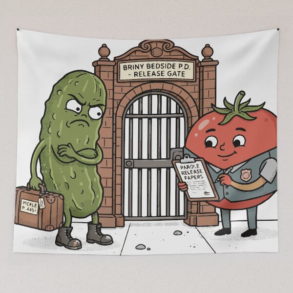 Item preview, Pickle on Parole Funny Pickle Food Pun designed and sold by Maria Garcia´s.