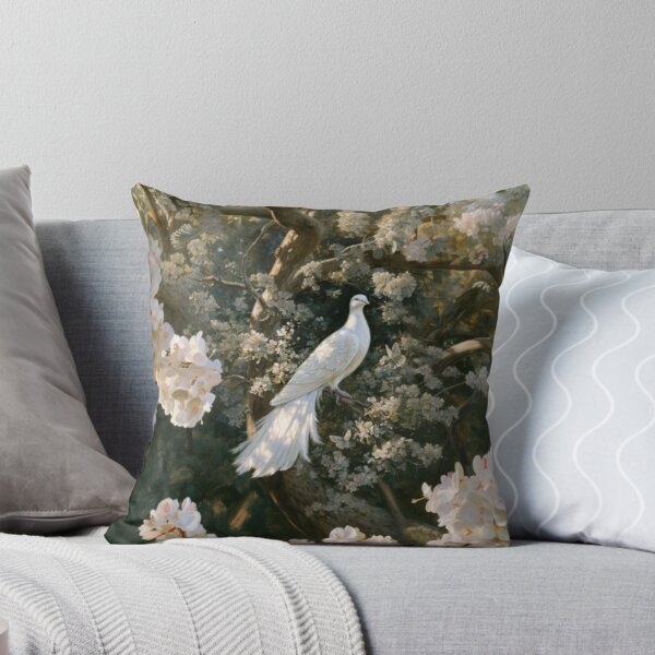 Item preview, A magnificent Caladrius perched gracefully upon the branch of an ancient flowering tree in a sunlit medieval gardens, Fantasy & Mythological Creatures designed and sold by CDC40.