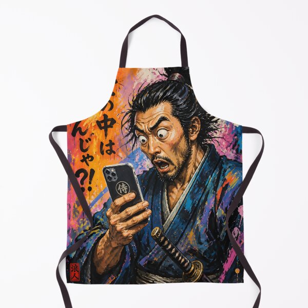 Item preview, Shocked Samurai 侍 with Smartphone Funny Japanese Meme Art designed and sold by GrinGalore.
