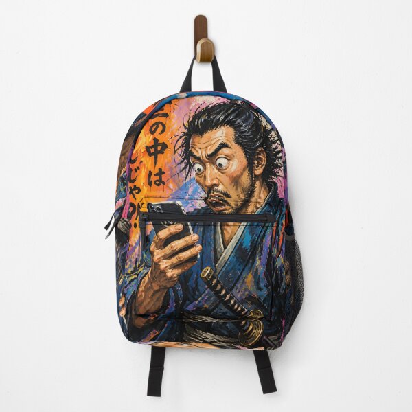 Item preview, Shocked Samurai 侍 with Smartphone Funny Japanese Meme Art designed and sold by GrinGalore.