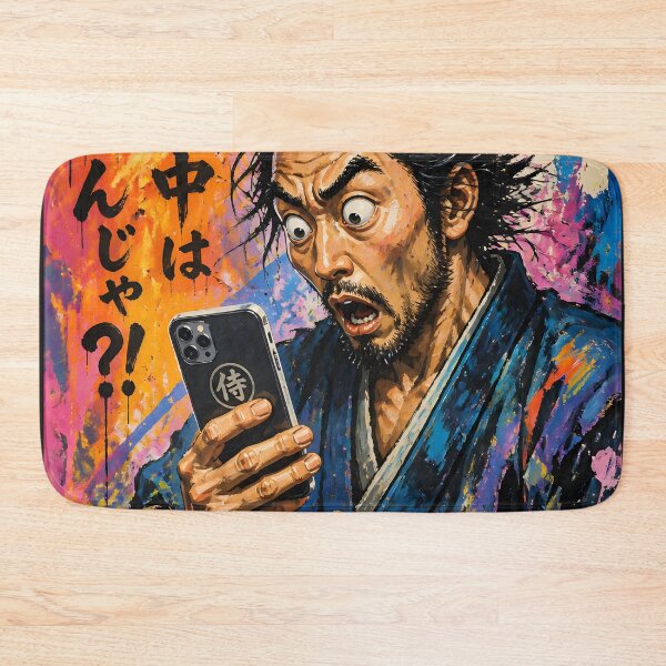 Item preview, Shocked Samurai 侍 with Smartphone Funny Japanese Meme Art designed and sold by GrinGalore.