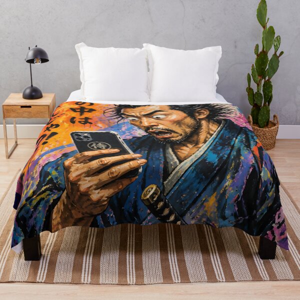 Item preview, Shocked Samurai 侍 with Smartphone Funny Japanese Meme Art designed and sold by GrinGalore.