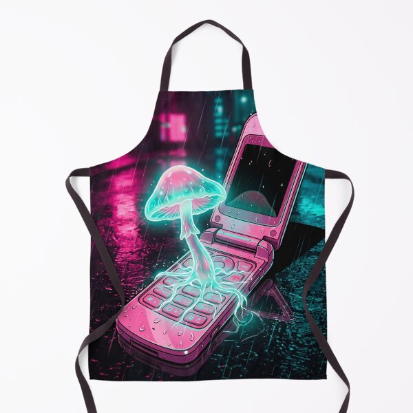Item preview, Neon Cyberpunk Pink Flip Phone Glowing Mushroom Rain designed and sold by IriArt-Designs.
