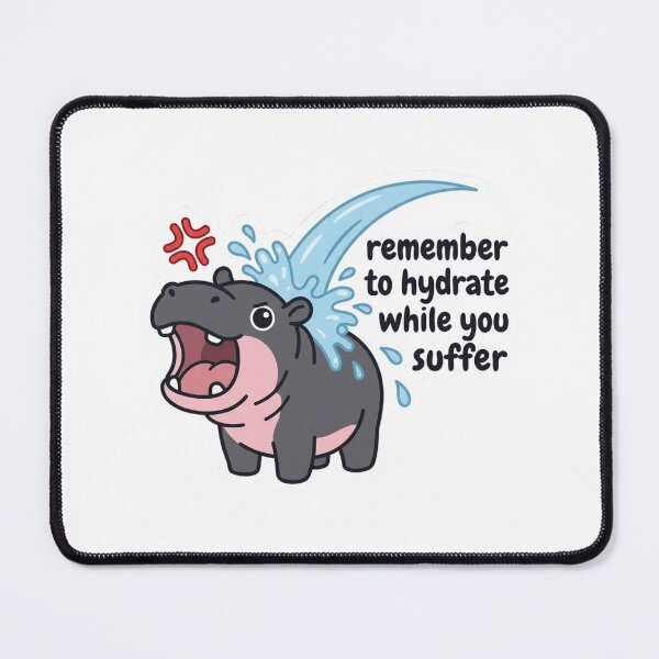 Item preview, Remember To Hydrate While You Suffer Moo Deng Baby Hippo Funny Sarcastic Water Bottle Quote designed and sold by raedattia.