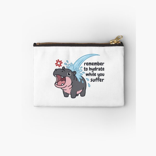 Item preview, Remember To Hydrate While You Suffer Moo Deng Baby Hippo Funny Sarcastic Water Bottle Quote designed and sold by raedattia.