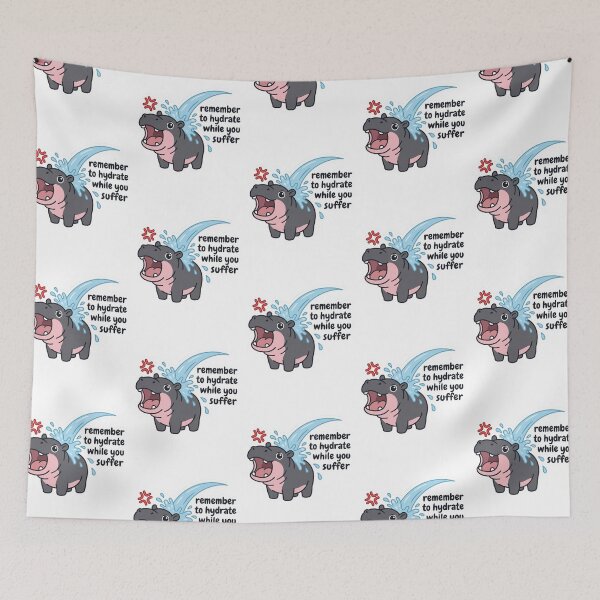 Item preview, Remember To Hydrate While You Suffer Moo Deng Baby Hippo Funny Sarcastic Water Bottle Quote designed and sold by raedattia.