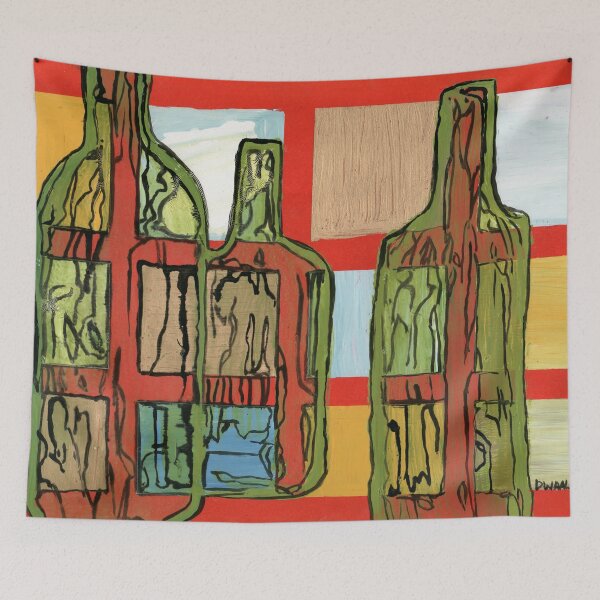 Item preview, Abstract Bottles Still Life Expressive Colorful Painting designed and sold by Dwaalhaas.com.