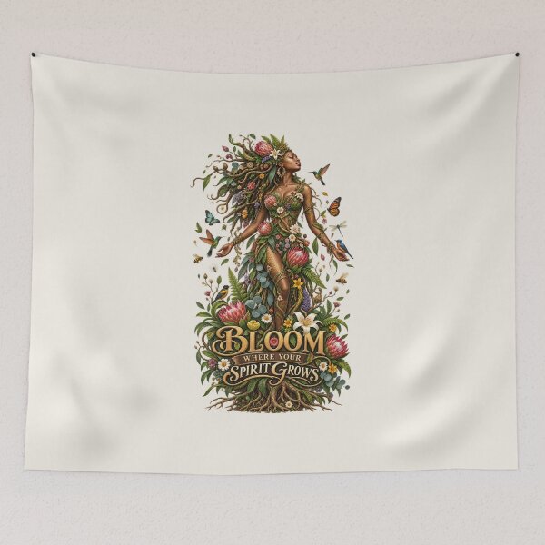 Item preview, Bloom Where Your Spirit Grows | Botanical Goddess Art | Mother Nature Illustration designed and sold by 'VARI'.