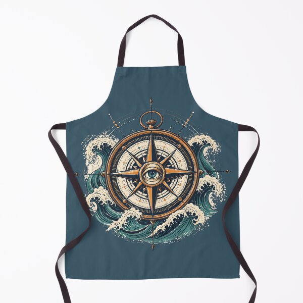 Item preview, Vintage Nautical Compass and Ocean Waves Graphic designed and sold by Supertango.