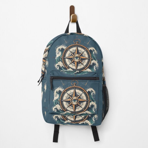 Item preview, Vintage Nautical Compass and Ocean Waves Graphic designed and sold by Supertango.