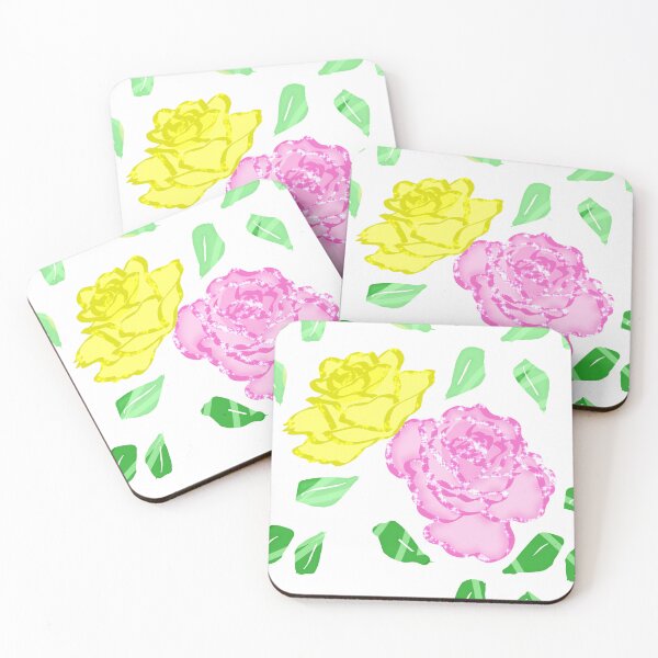 Item preview, Pink Yellow Roses Green Leaves Pattern designed and sold by MigWhimsy.