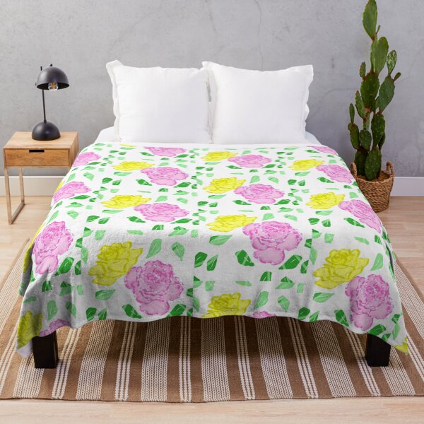 Item preview, Pink Yellow Roses Green Leaves Pattern designed and sold by MigWhimsy.