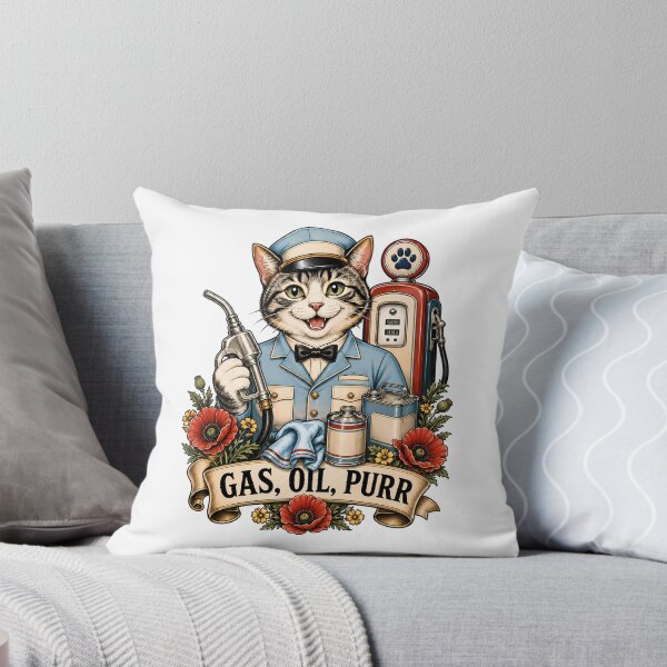 Item preview, Gas Oil Purr Gas Station Cat Art designed and sold by Old's Cool Cat Studio.