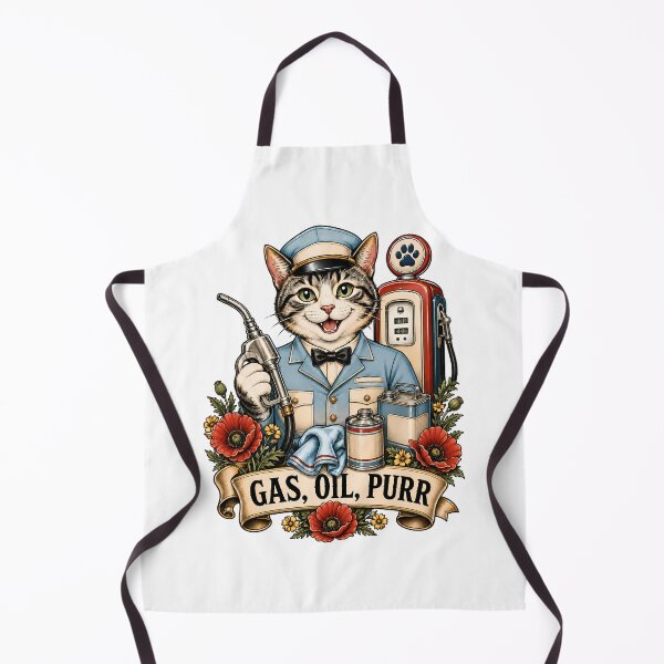 Item preview, Gas Oil Purr Gas Station Cat Art designed and sold by Old's Cool Cat Studio.