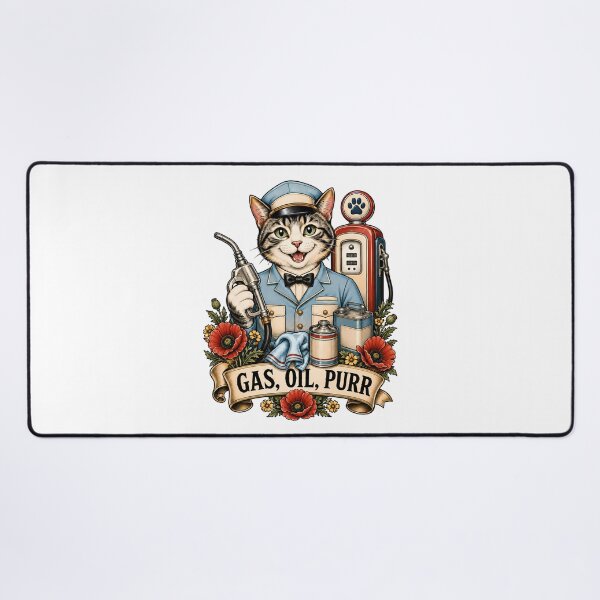 Item preview, Gas Oil Purr Gas Station Cat Art designed and sold by Old's Cool Cat Studio.