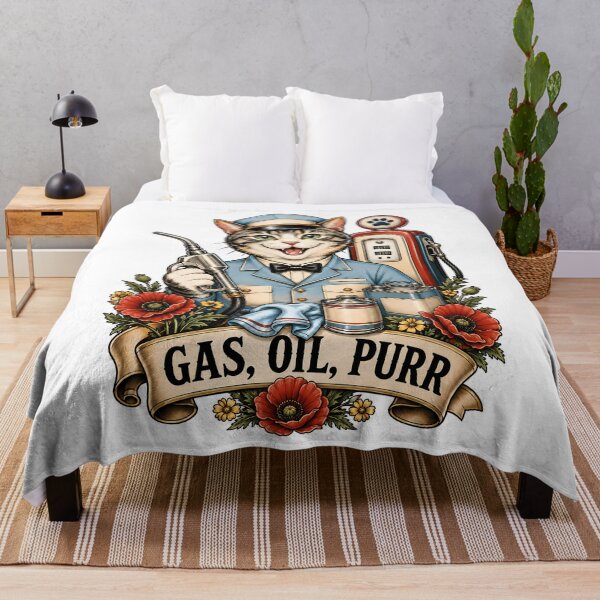 Item preview, Gas Oil Purr Gas Station Cat Art designed and sold by Old's Cool Cat Studio.