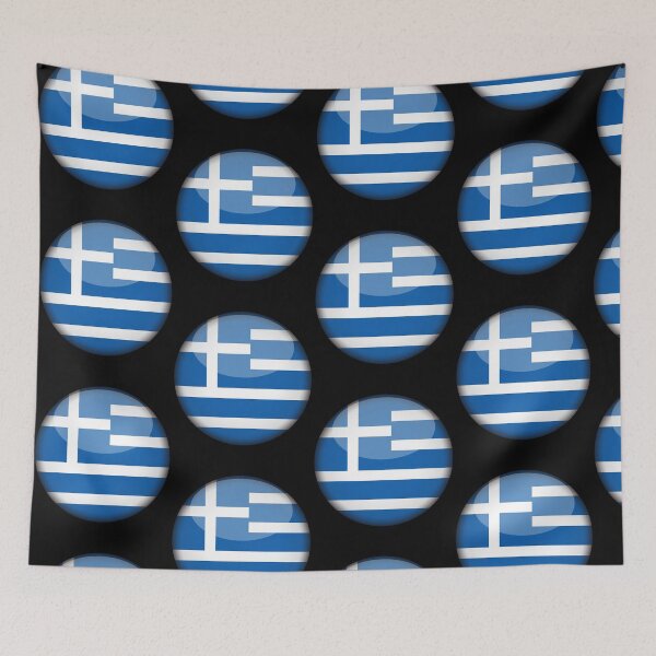 Item preview, Greek 3D Round Flag Statement Art for Supporters designed and sold by YAZ.