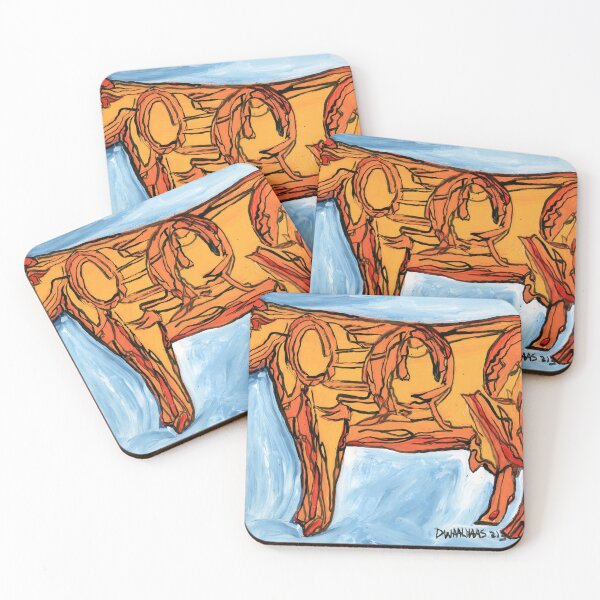 Item preview, Art Cow Expressive Orange Animal Painting designed and sold by Dwaalhaas.com.