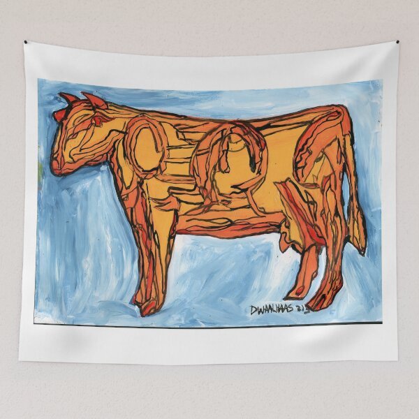 Item preview, Art Cow Expressive Orange Animal Painting designed and sold by Dwaalhaas.com.