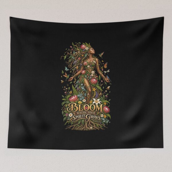 Item preview, Bloom Where Your Spirit Grows | Botanical Goddess Art | Mother Nature Illustration designed and sold by 'VARI'.