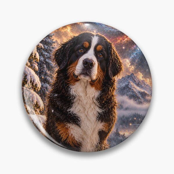 Artikelvorschau, Dreibeiniger Berner Sennenhund im Schnee unter Galaxie Himmel entworfen und verkauft von knuppify.