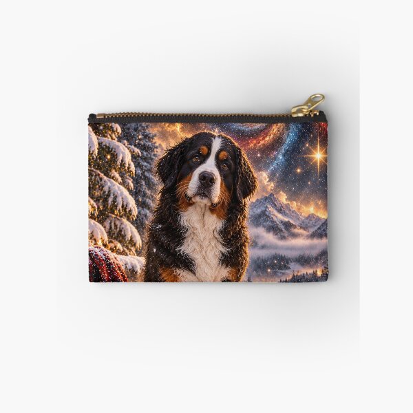 Item preview, Three-legged Bernese Mountain Dog in the snow under a galaxy sky designed and sold by knuppify.