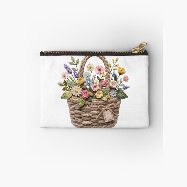 Item preview, Woven Basket Full of Spring Wildflowers designed and sold by Mellow Doodle Co..