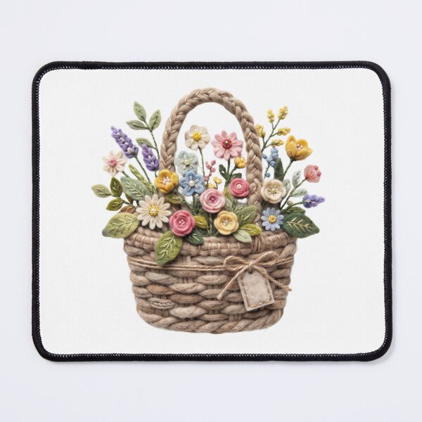Item preview, Woven Basket Full of Spring Wildflowers designed and sold by Mellow Doodle Co..