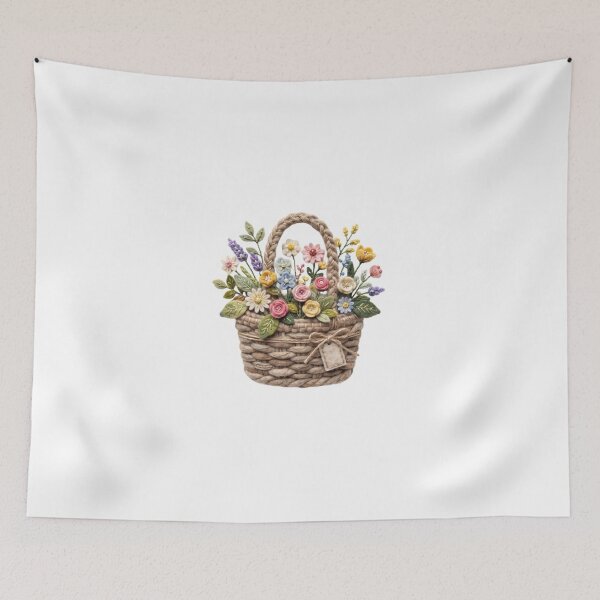 Item preview, Woven Basket Full of Spring Wildflowers designed and sold by Mellow Doodle Co..