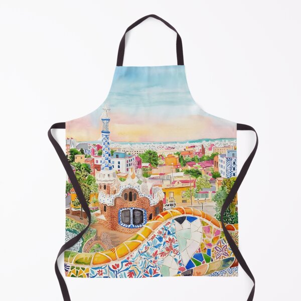 Item preview, Park Guell Barcelona Watercolor Print – Spain Wall Art designed and sold by POSTERIOCREW.
