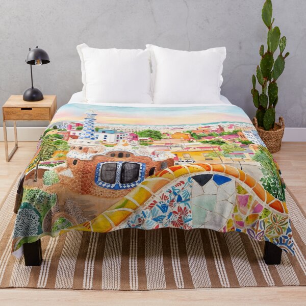 Item preview, Park Guell Barcelona Watercolor Print – Spain Wall Art designed and sold by POSTERIOCREW.