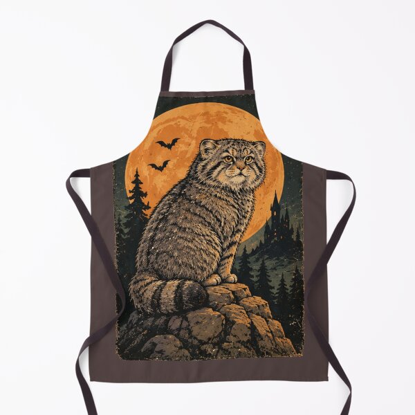 Item preview, A spooky Halloween atmosphere featuring a Pallas's cat and a full moon. designed and sold by Thegoldenline.