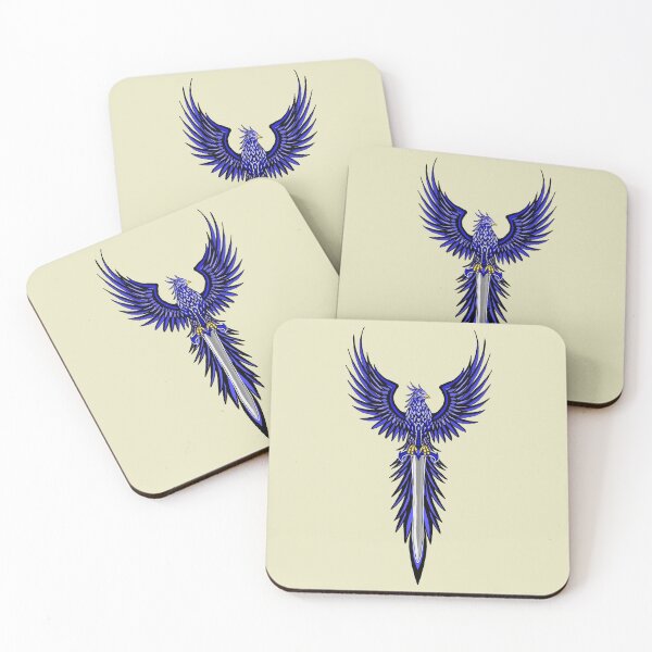 Item preview, Majestic Dark Blue Phoenix with Fantasy Knight Sword Crest designed and sold by URSM.