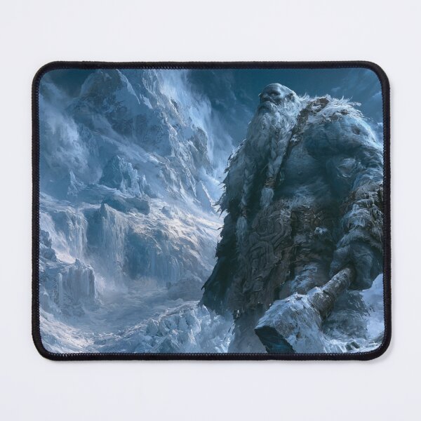 Item preview, A colossal Frost Giant standing upon a vast frozen mountain plateau, Fantasy & Mythological Creatures designed and sold by CDC40.