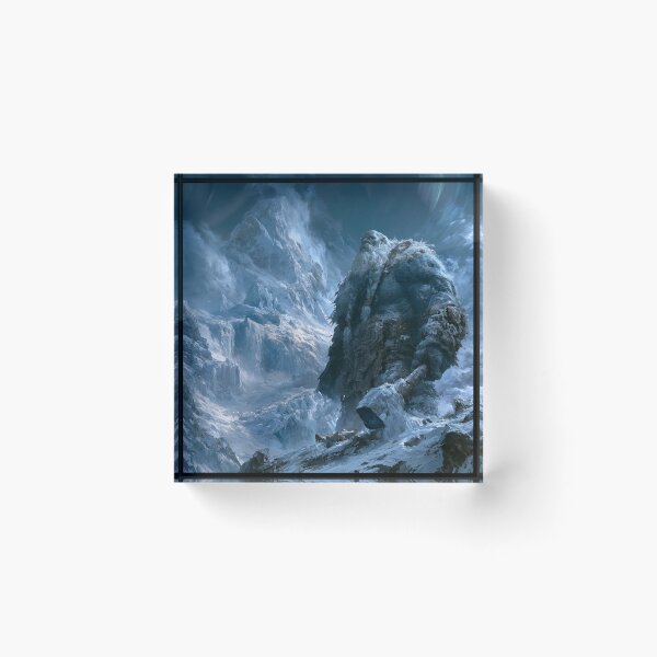 Item preview, A colossal Frost Giant standing upon a vast frozen mountain plateau, Fantasy & Mythological Creatures designed and sold by CDC40.