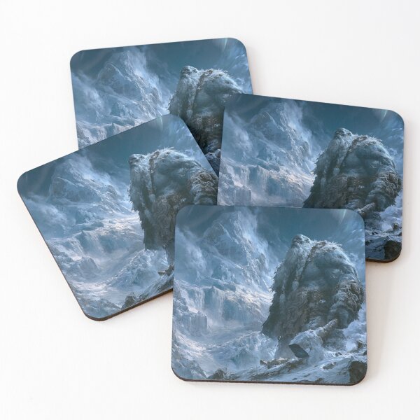 Item preview, A colossal Frost Giant standing upon a vast frozen mountain plateau, Fantasy & Mythological Creatures designed and sold by CDC40.
