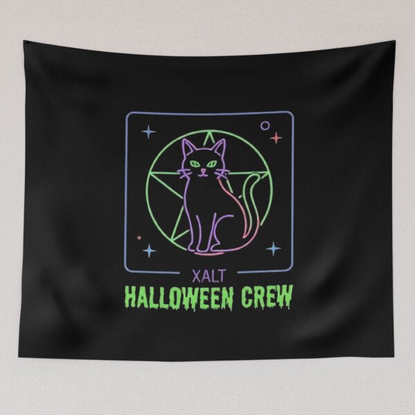 Item preview, Xalt Halloween Crew Neon Spooky Vintage Cute Black Cat  designed and sold by PetalsPaws.