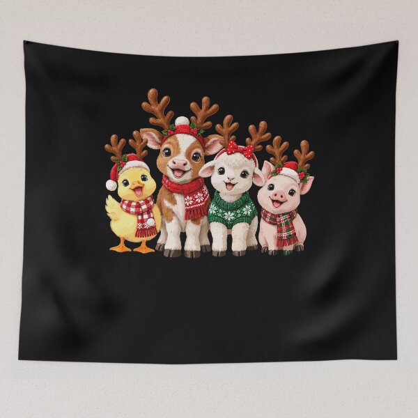 Item preview, Christmas Reindeer Duck Lamb Pig Friends designed and sold by Svenniibee.