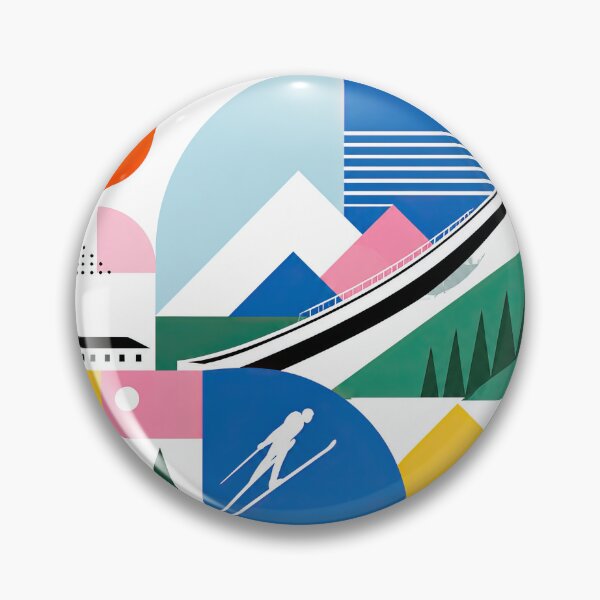 Item preview, Geometric Lillehammer Norway travel poster featuring stylized mo designed and sold by ckybe.